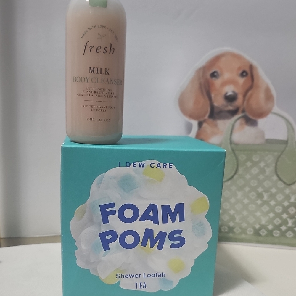 ⚡️Fresh Milk Body Cleanser - And I Dew Care Foam Poms Shower Loaf Set NEW